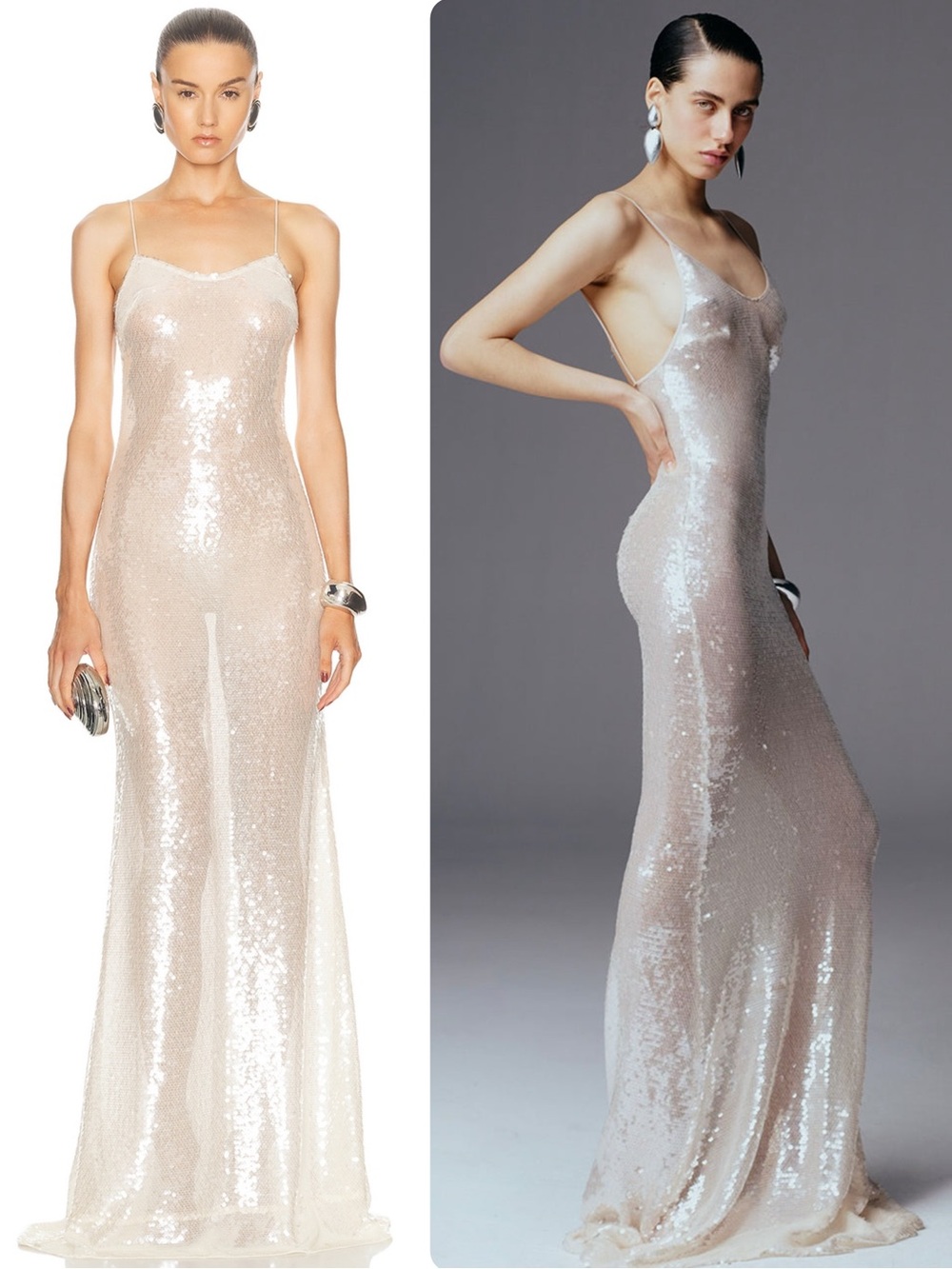 ILKYAZ OZEL New Arrivals Gwyneth in Lily White Sequin Maxi Gown Dress NWT $1550